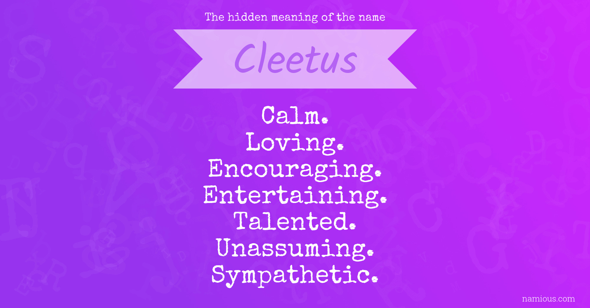 The hidden meaning of the name Cleetus