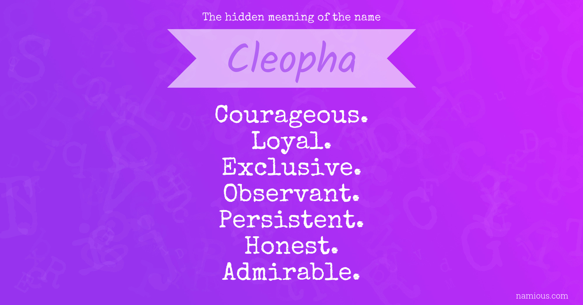 The hidden meaning of the name Cleopha