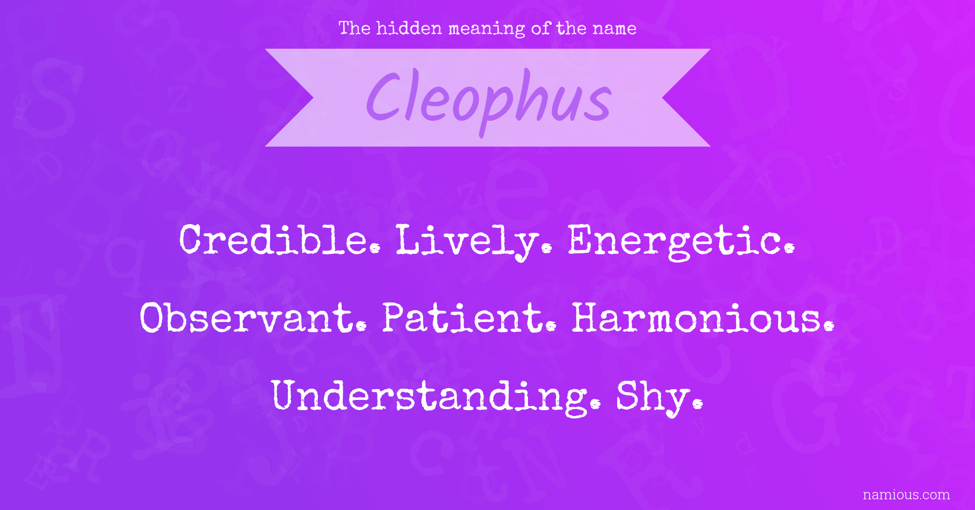 The hidden meaning of the name Cleophus