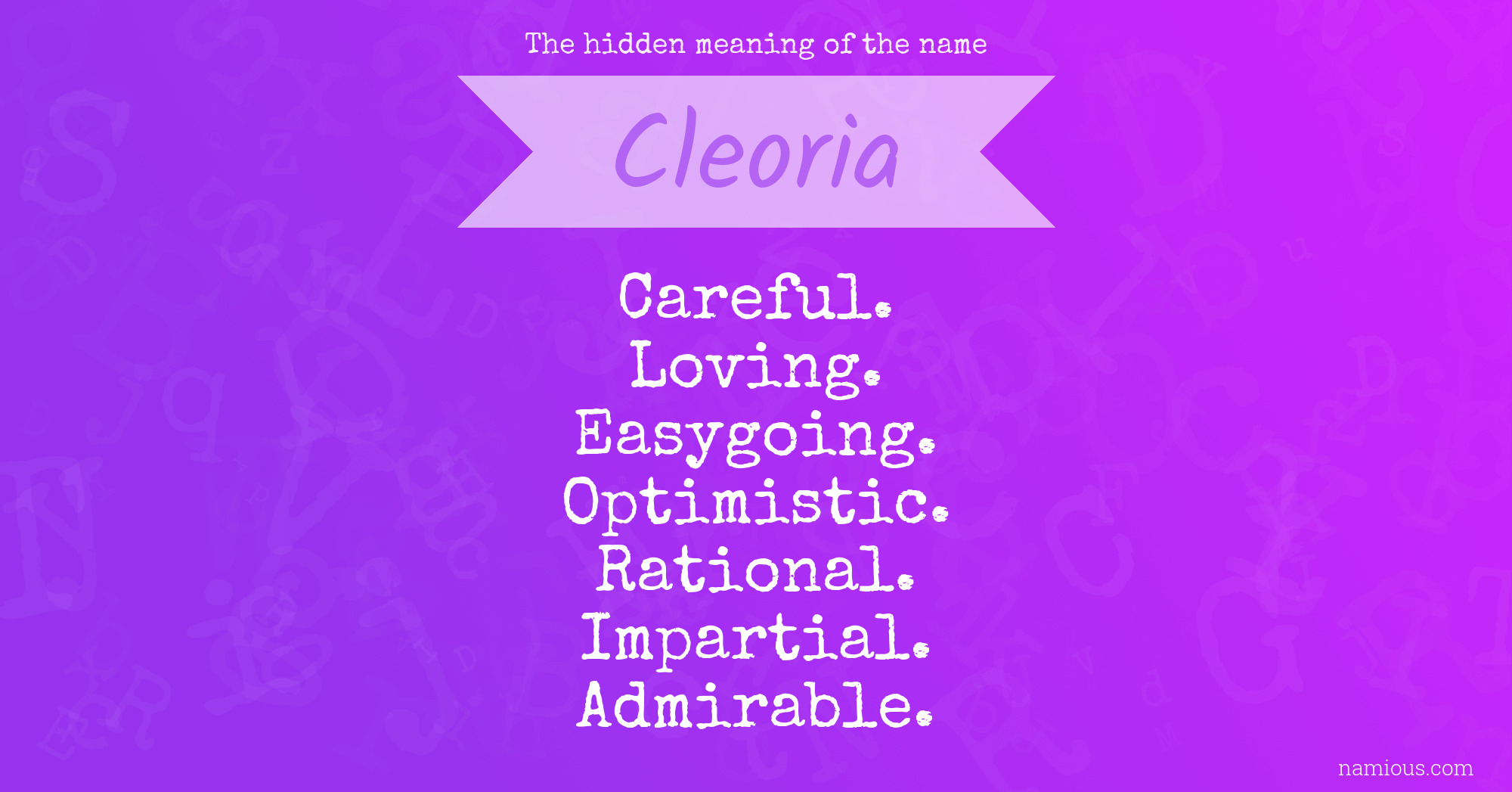 The hidden meaning of the name Cleoria