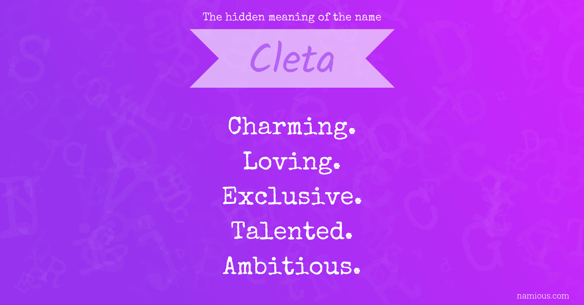 The hidden meaning of the name Cleta