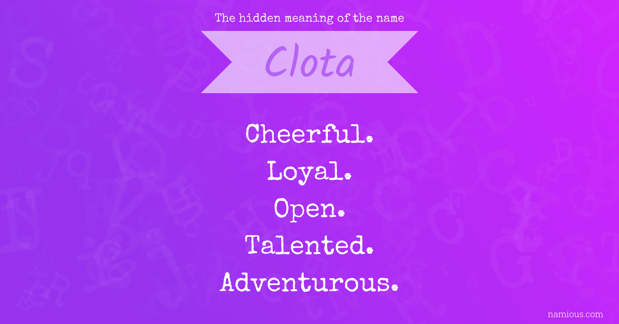 The hidden meaning of the name Clota