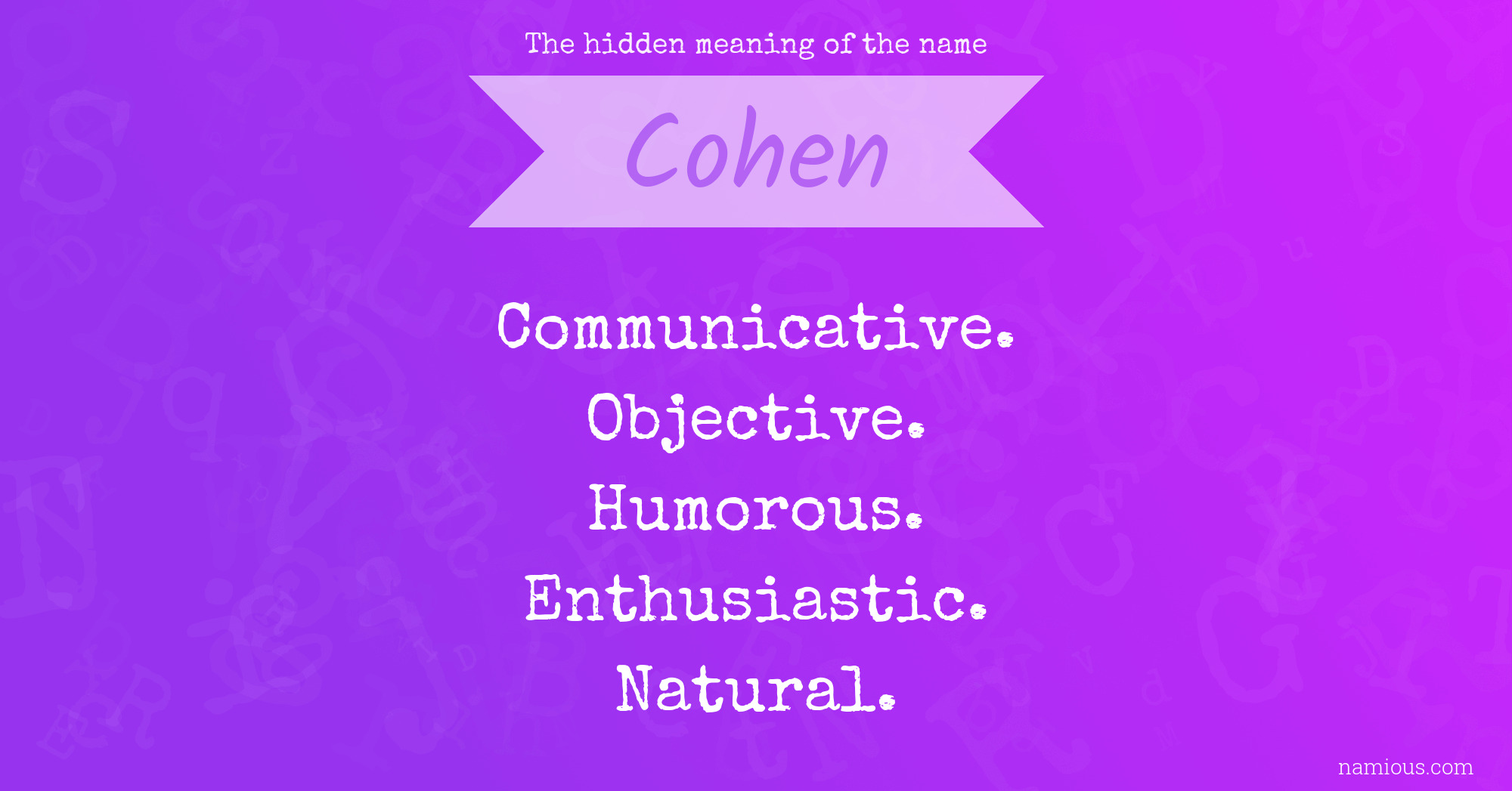 The hidden meaning of the name Cohen