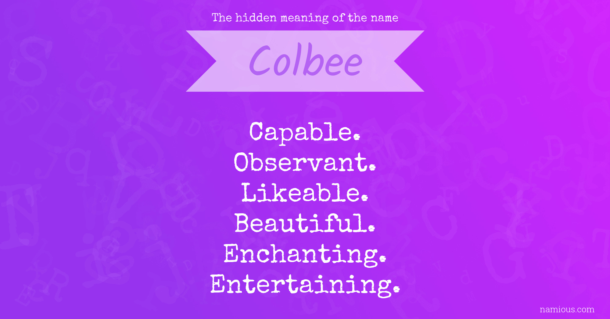 The hidden meaning of the name Colbee