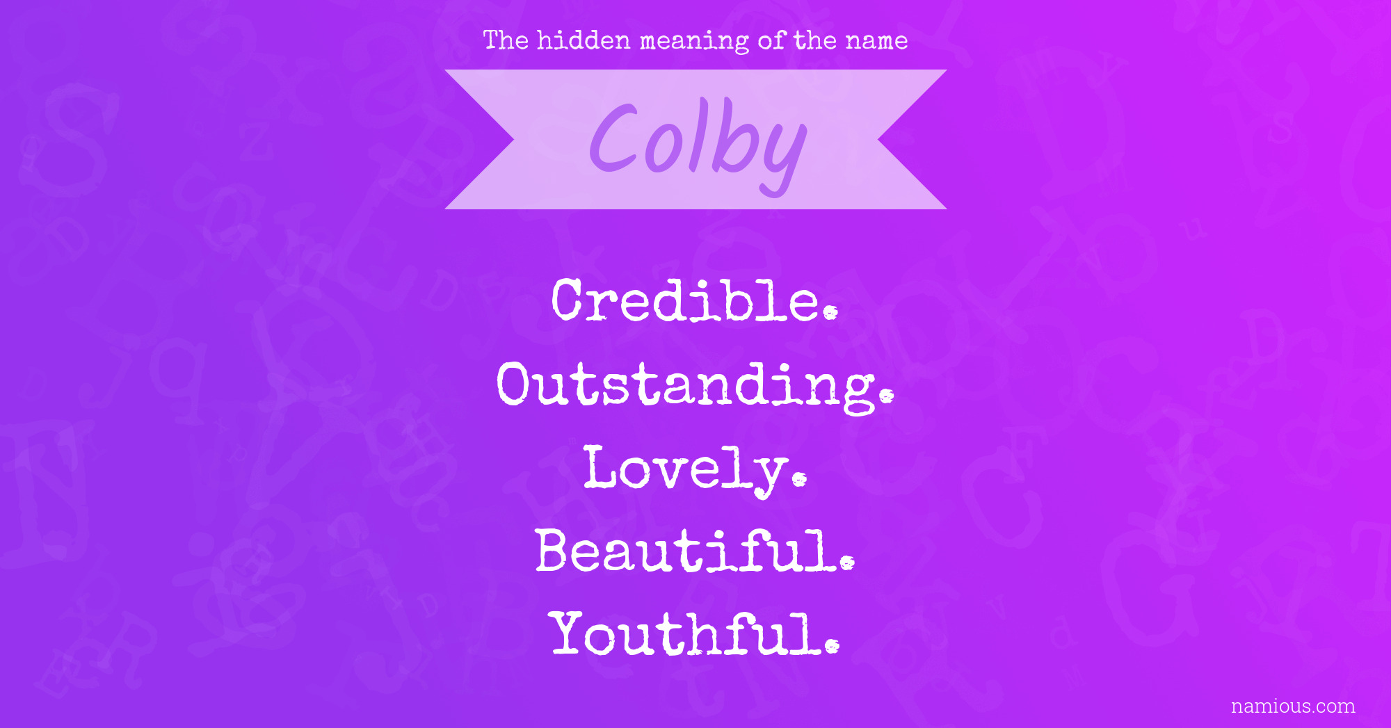 The hidden meaning of the name Colby