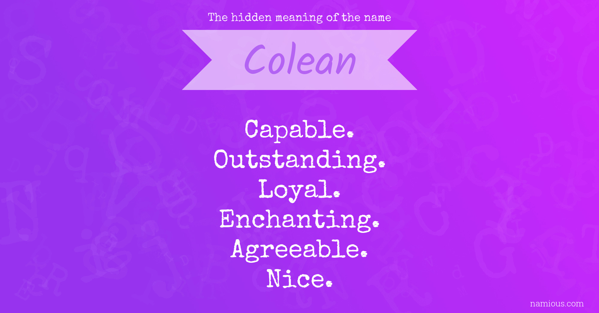 The hidden meaning of the name Colean