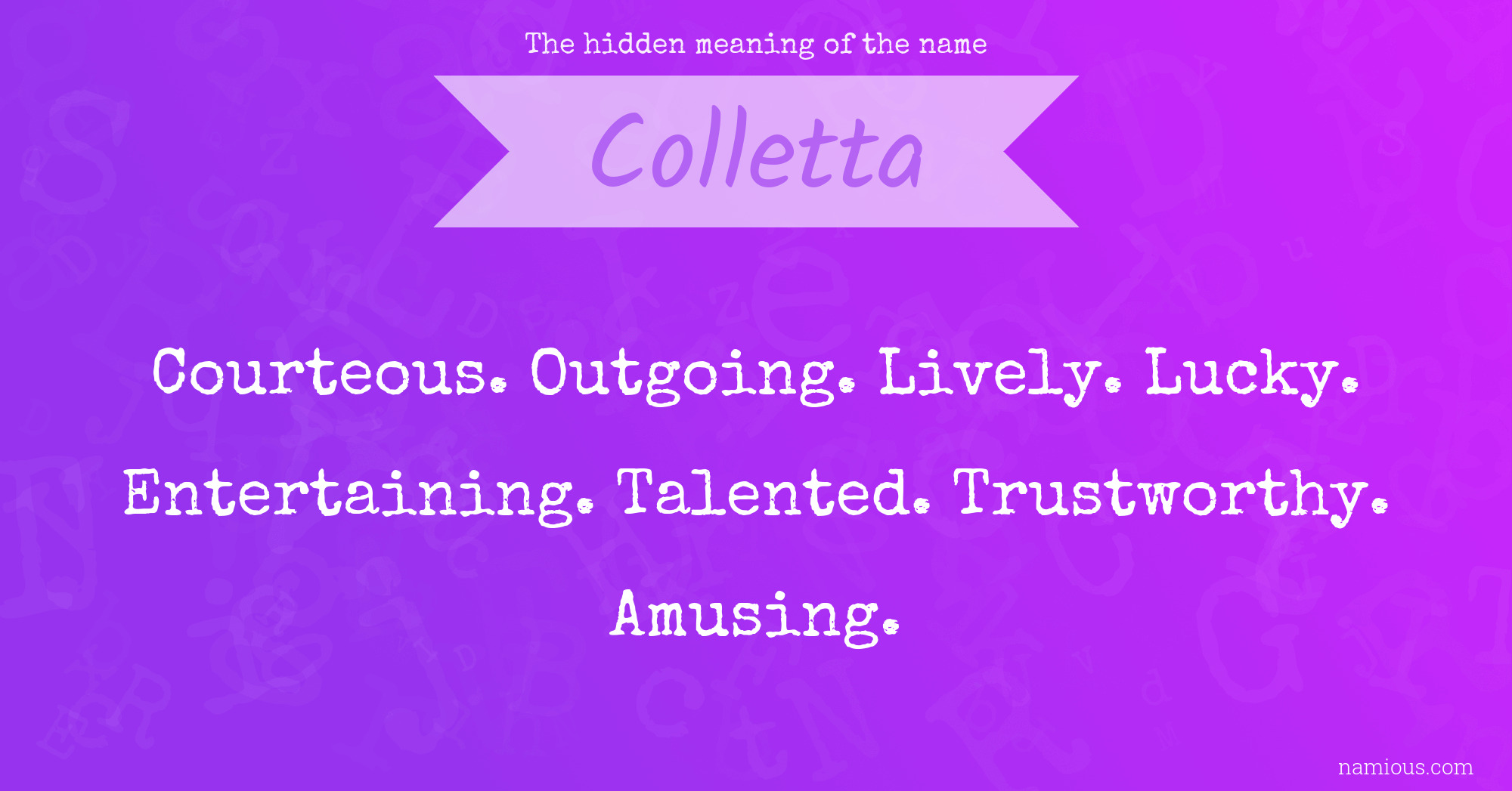 The hidden meaning of the name Colletta