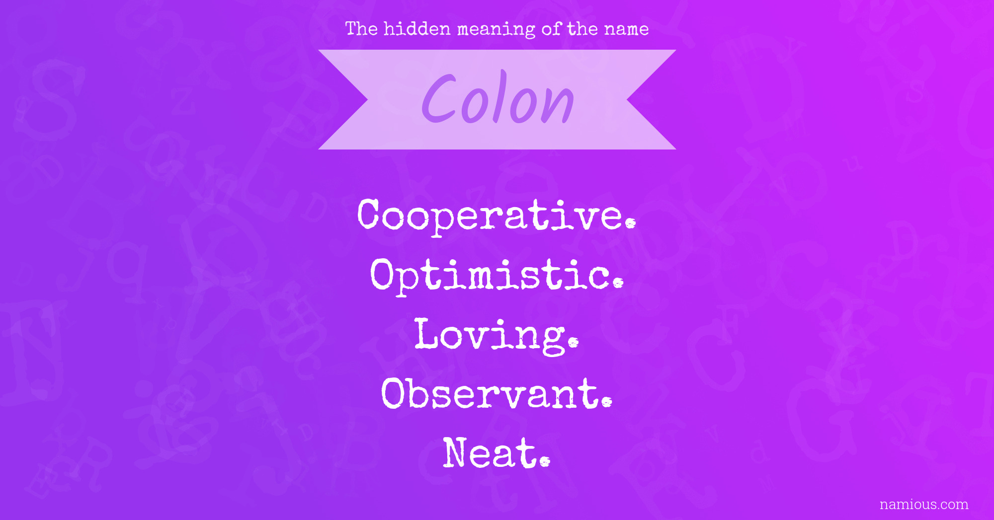 The hidden meaning of the name Colon