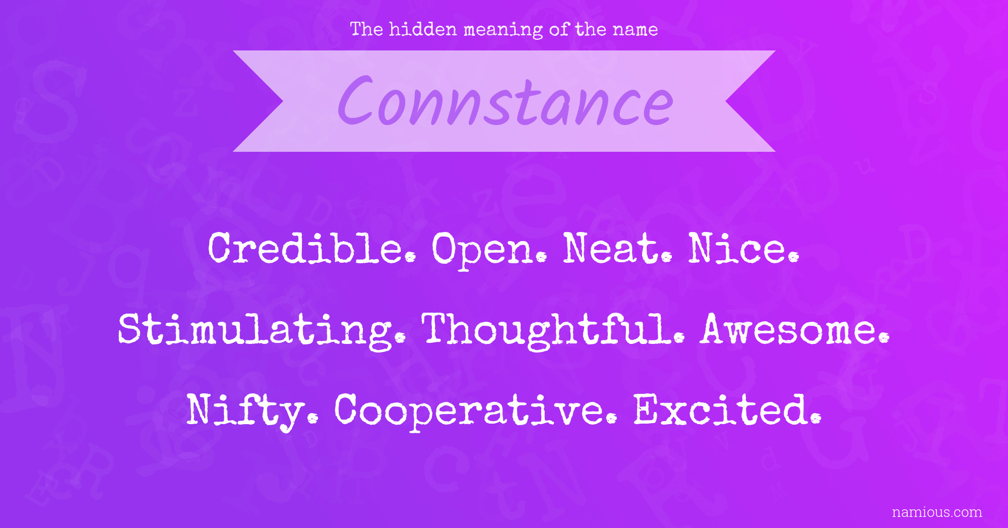 The hidden meaning of the name Connstance