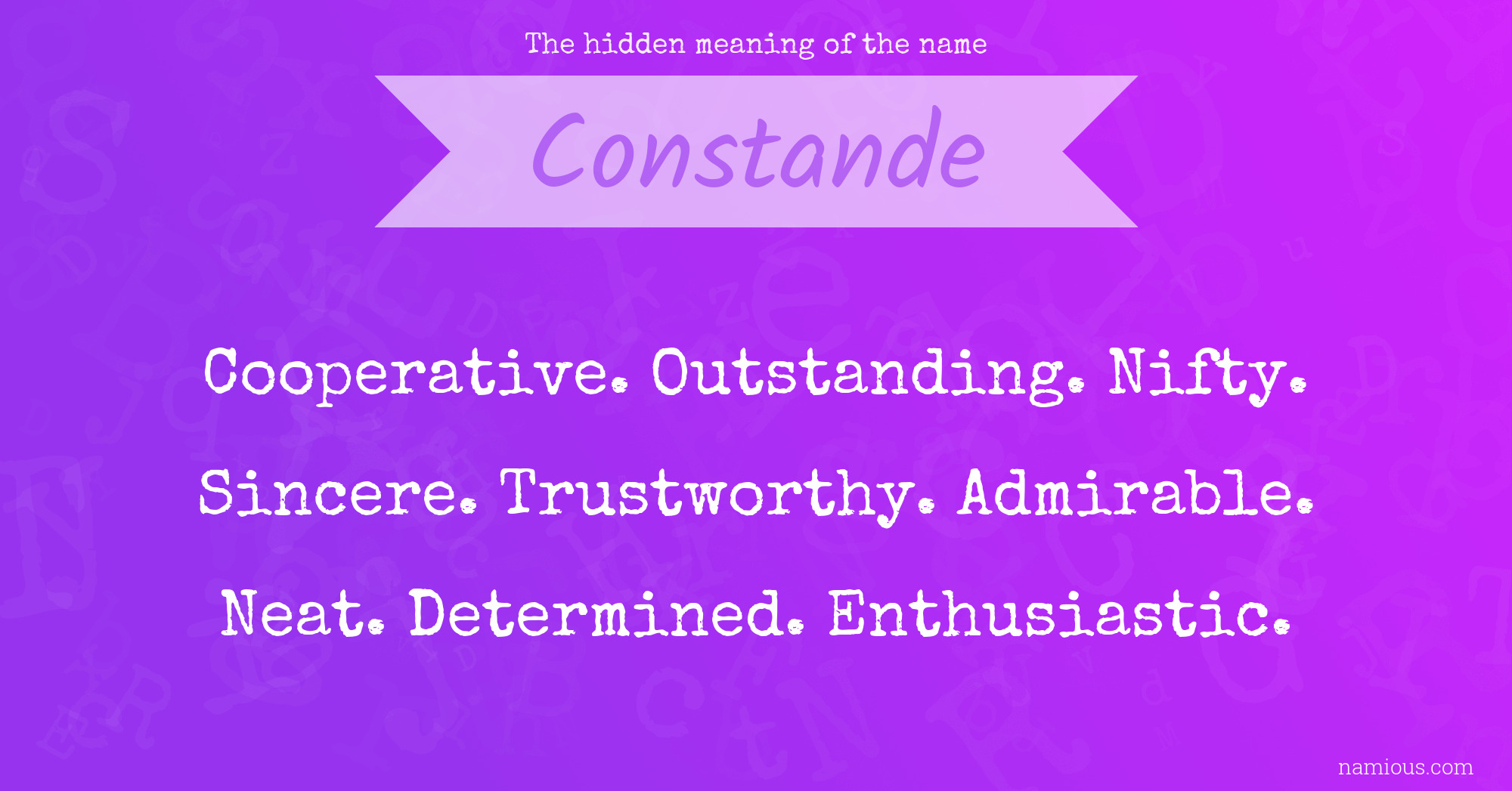 The hidden meaning of the name Constande