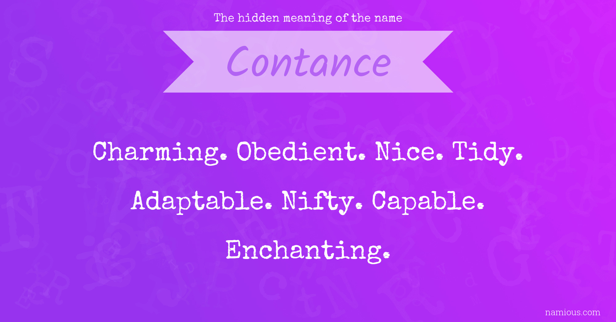 The hidden meaning of the name Contance