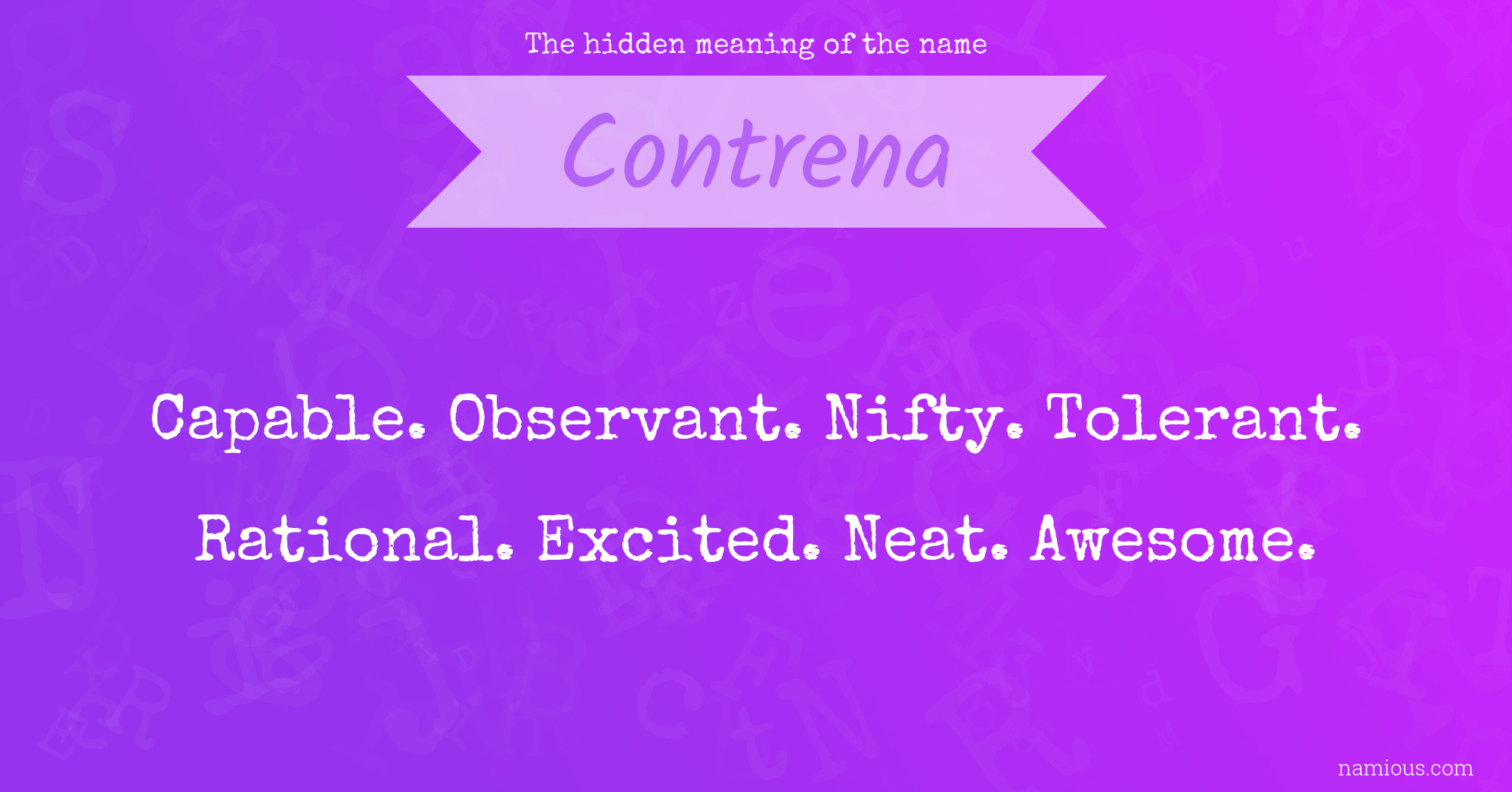 The hidden meaning of the name Contrena