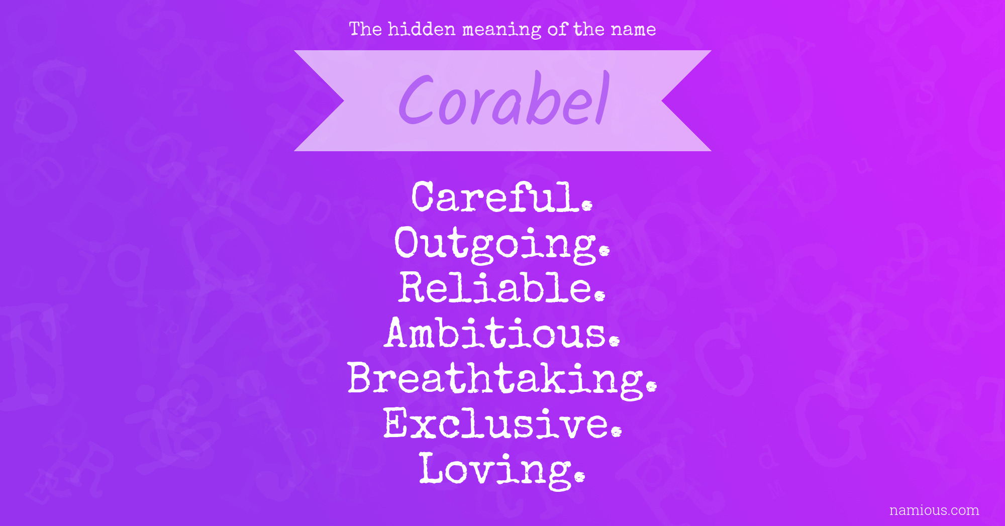 The hidden meaning of the name Corabel