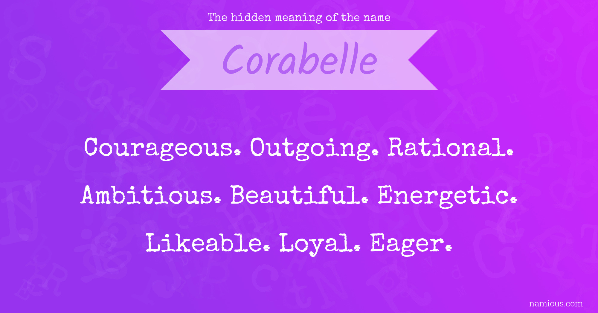 The hidden meaning of the name Corabelle