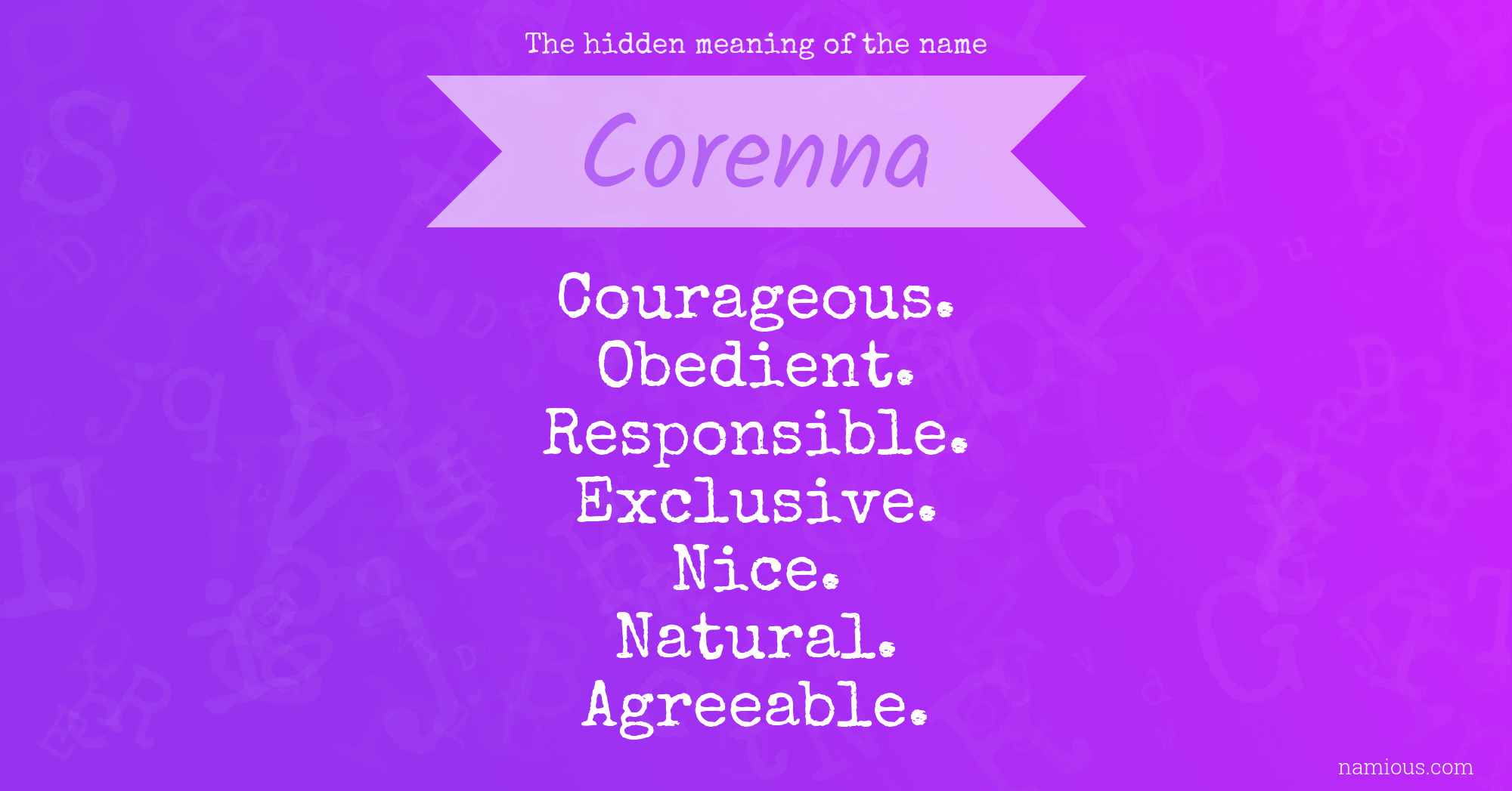 The hidden meaning of the name Corenna