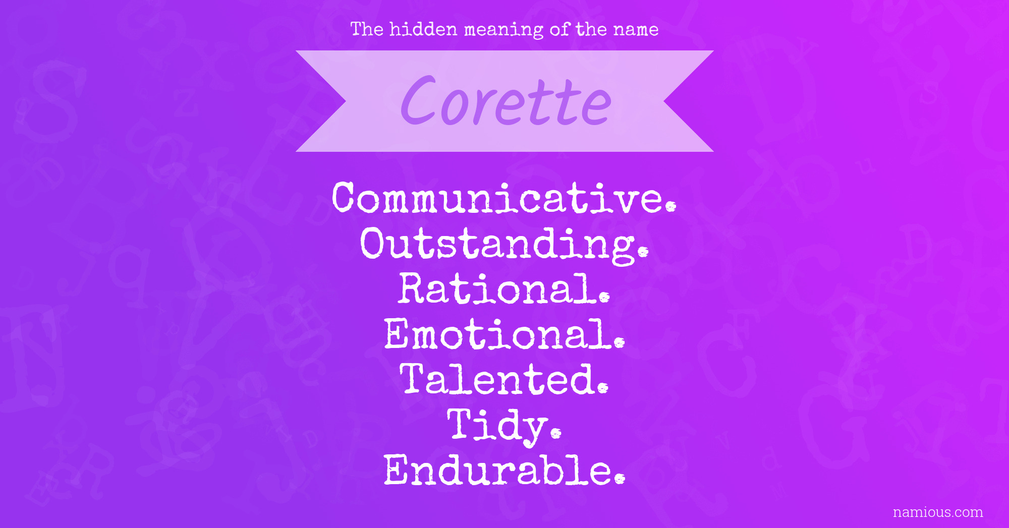 The hidden meaning of the name Corette