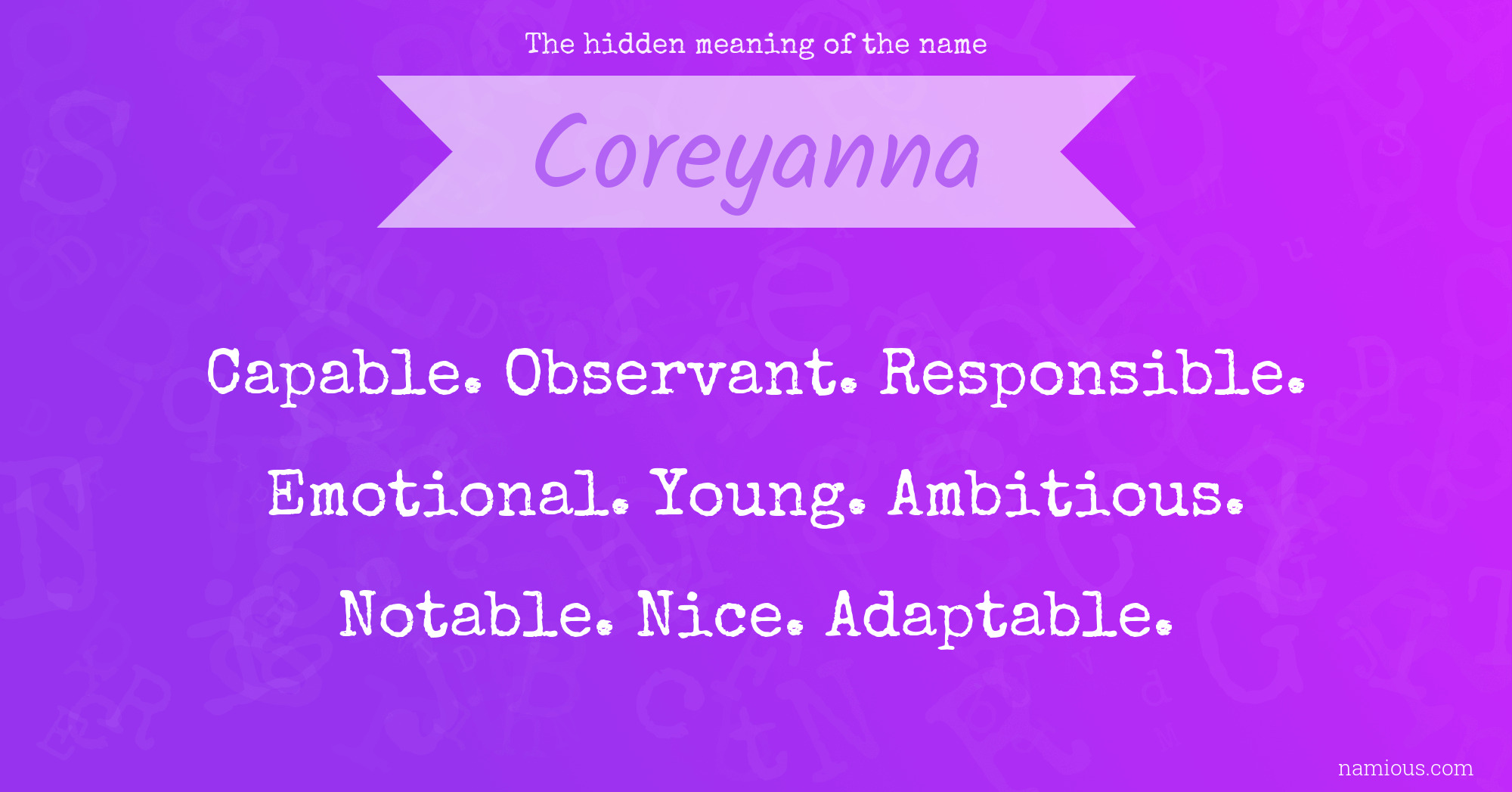 The hidden meaning of the name Coreyanna