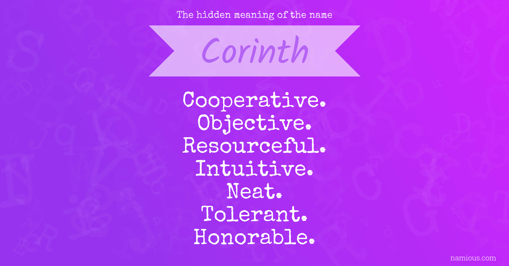 The hidden meaning of the name Corinth