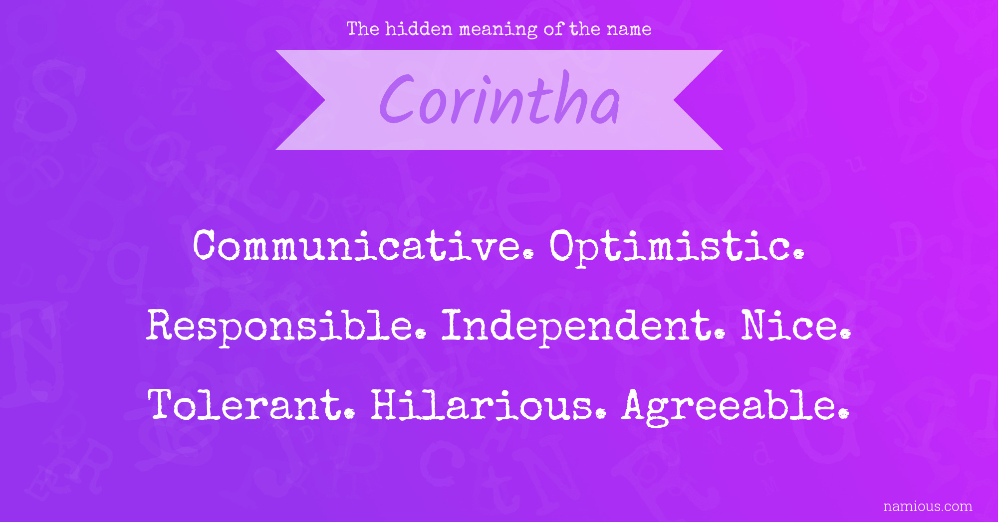 The hidden meaning of the name Corintha