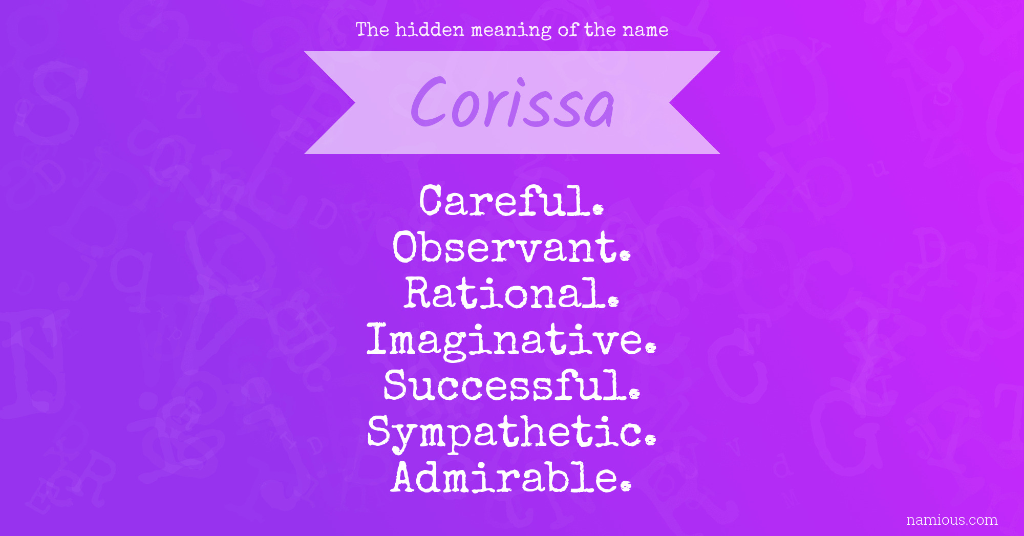 The hidden meaning of the name Corissa