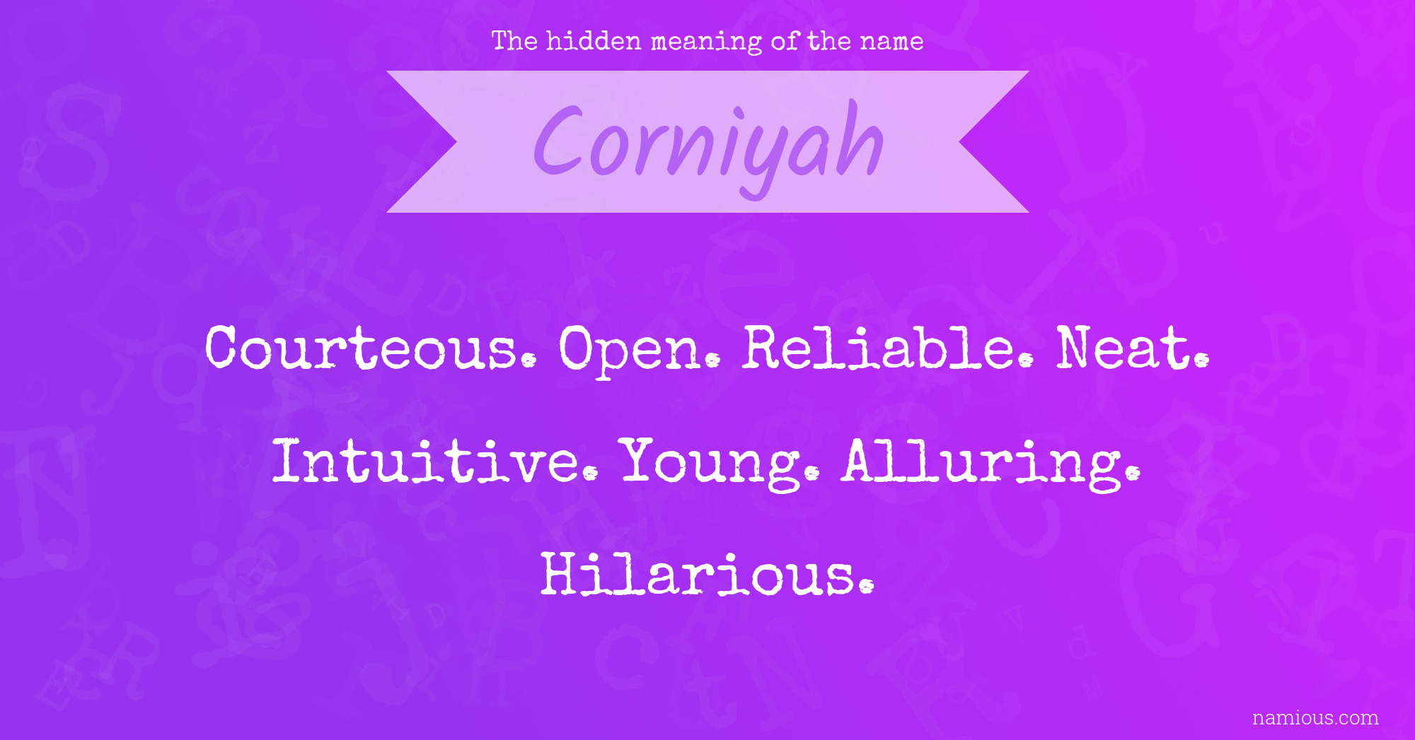 The hidden meaning of the name Corniyah