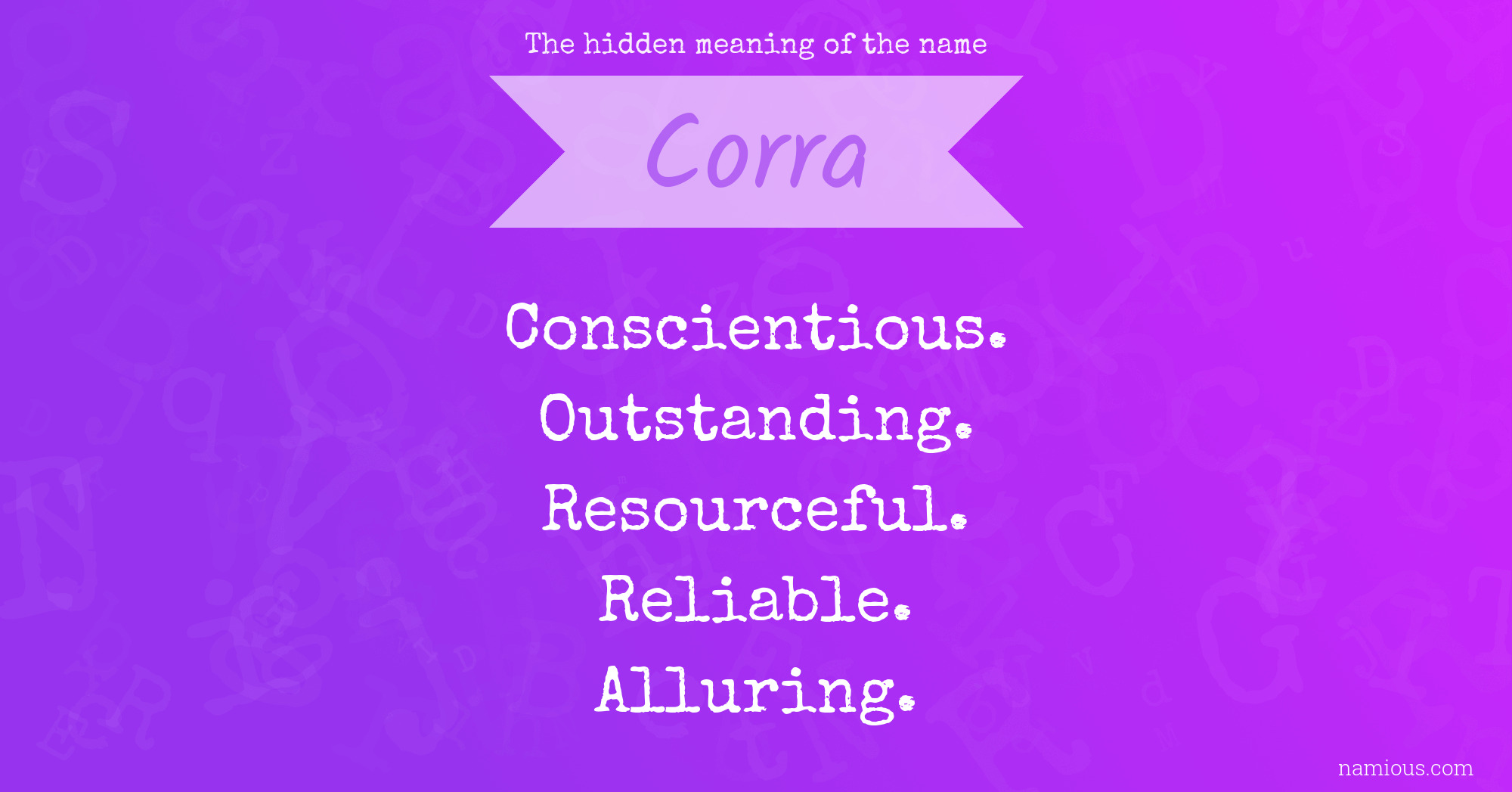 The hidden meaning of the name Corra