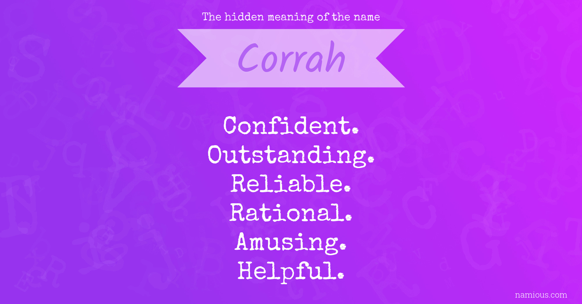 The hidden meaning of the name Corrah