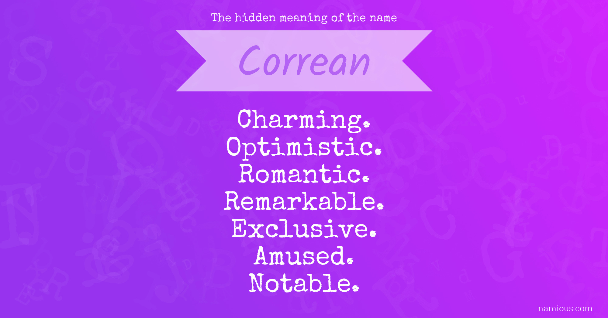 The hidden meaning of the name Correan