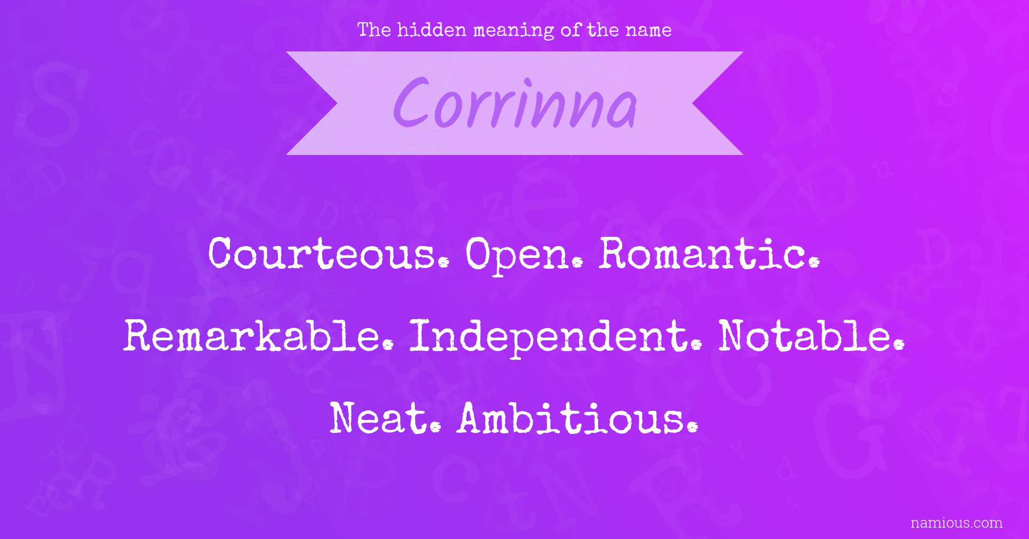 The hidden meaning of the name Corrinna