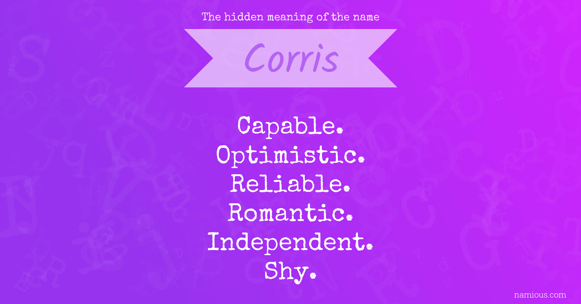 The hidden meaning of the name Corris