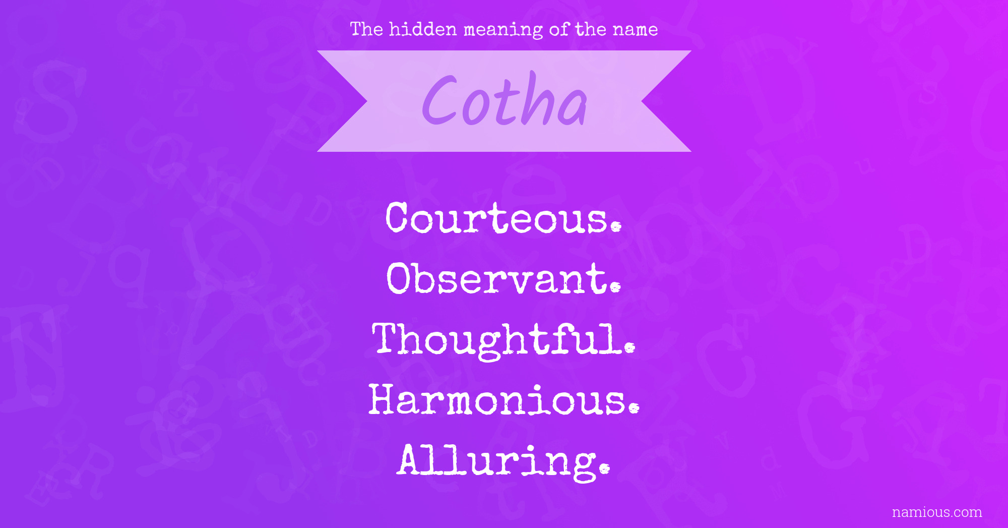 The hidden meaning of the name Cotha