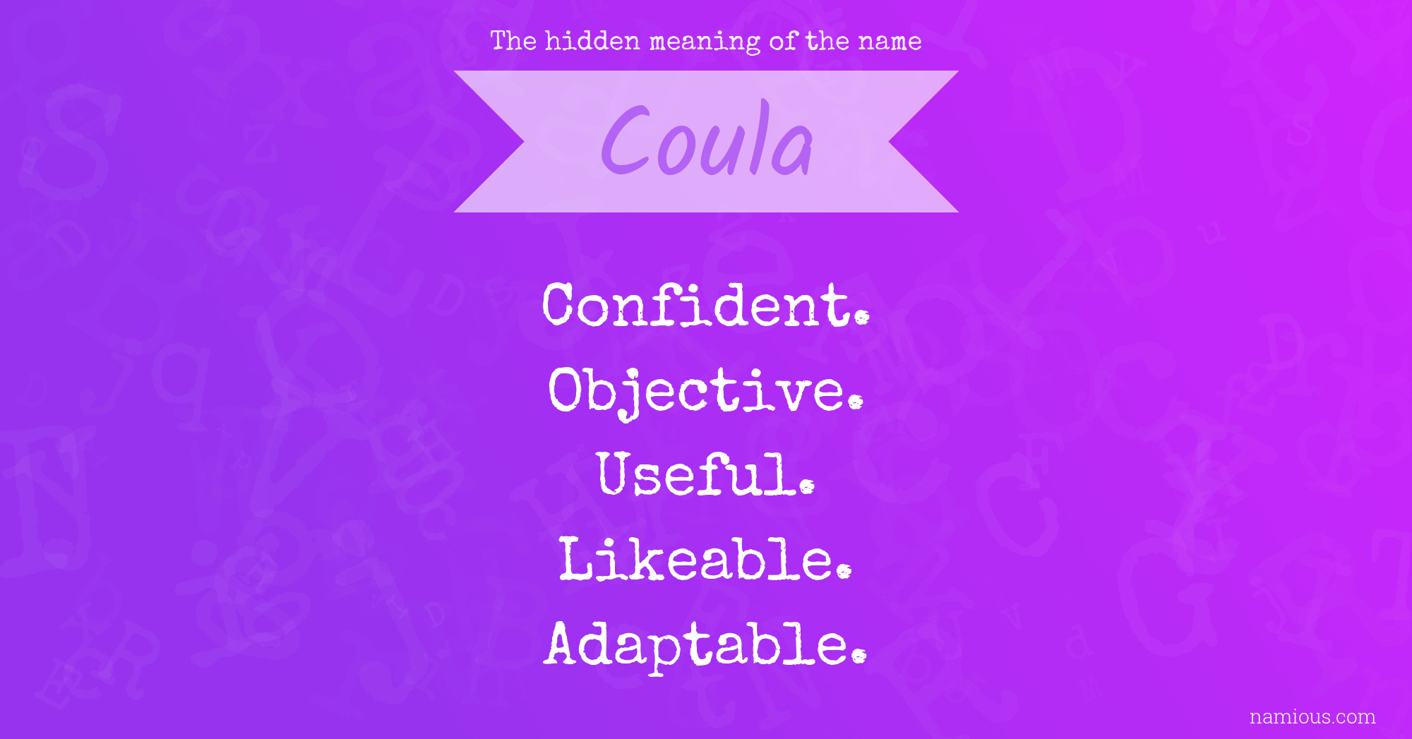 The hidden meaning of the name Coula