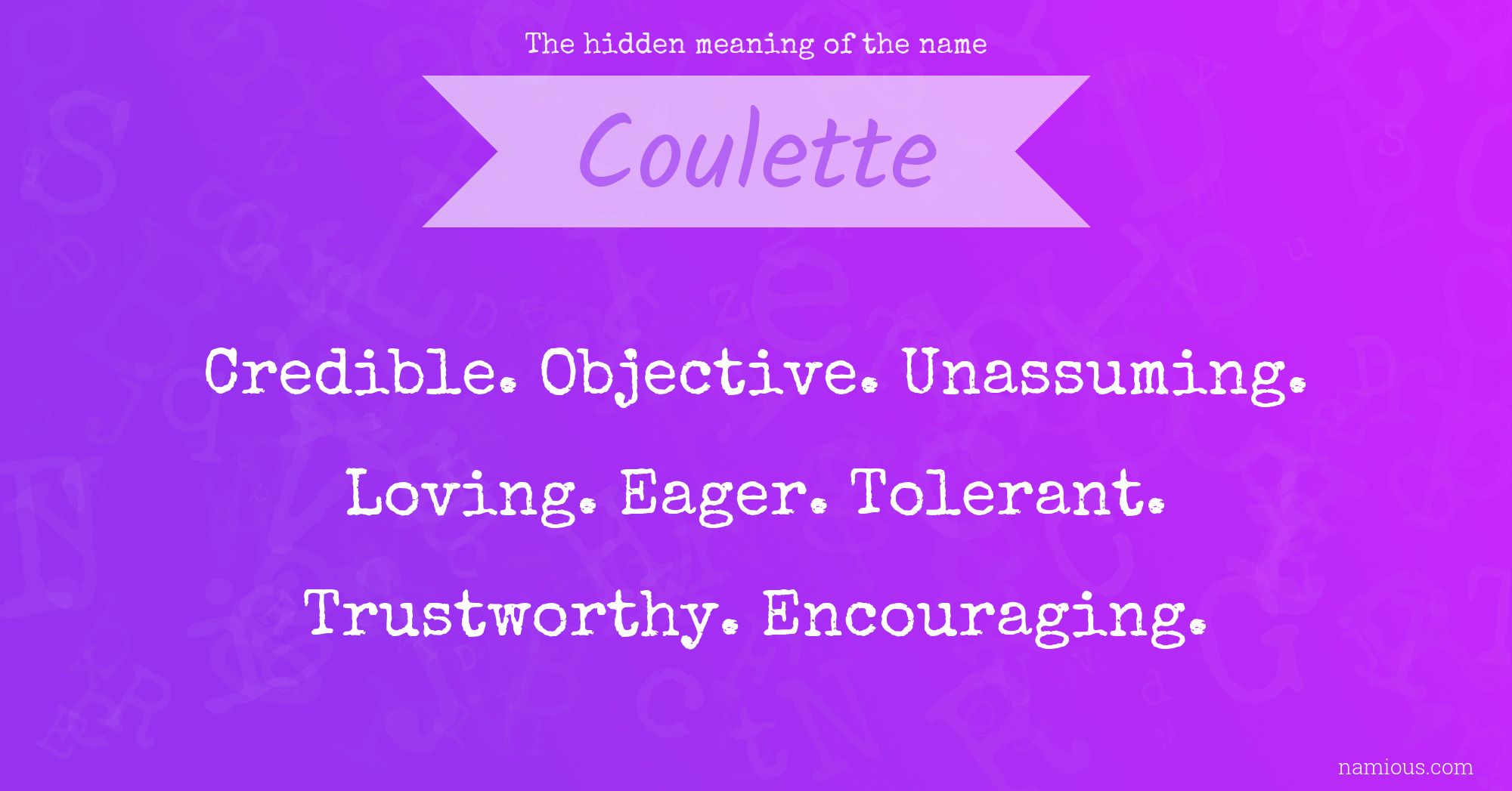 The hidden meaning of the name Coulette