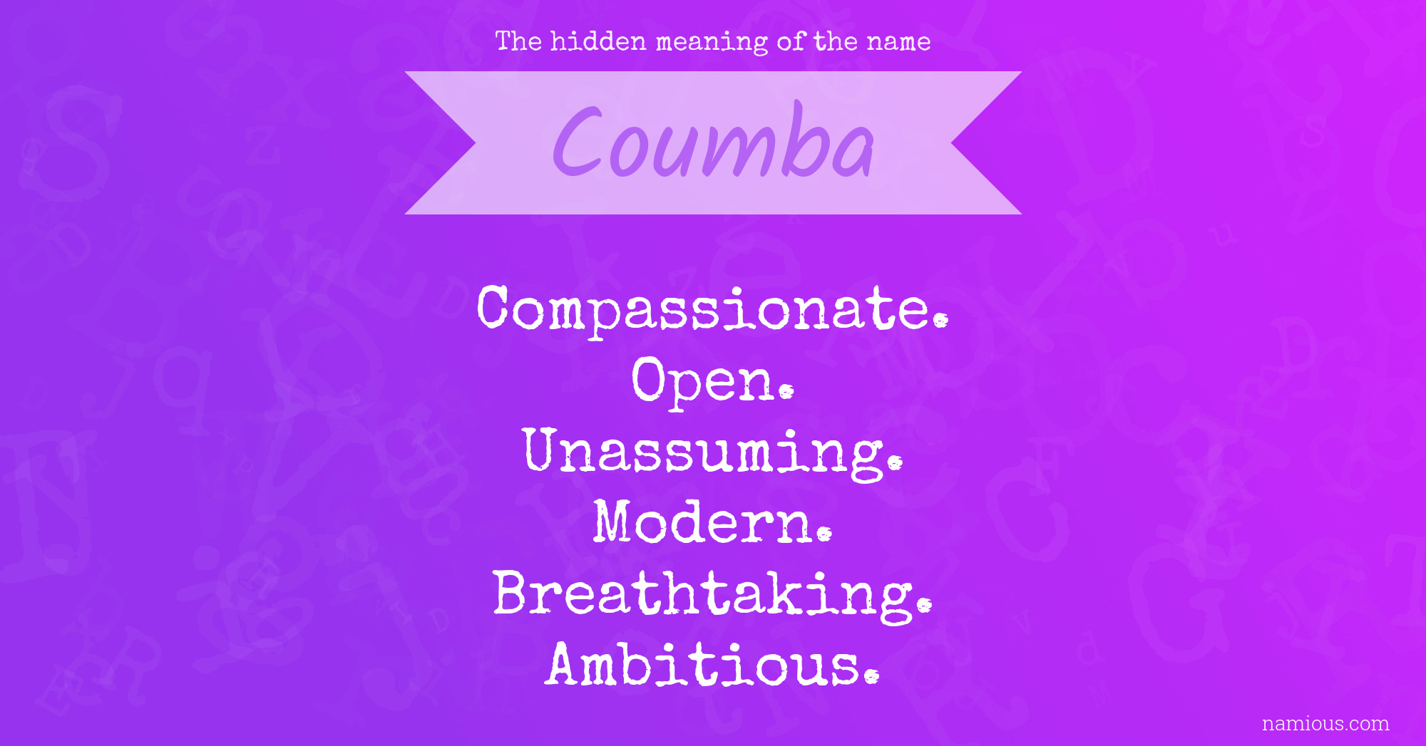 The hidden meaning of the name Coumba