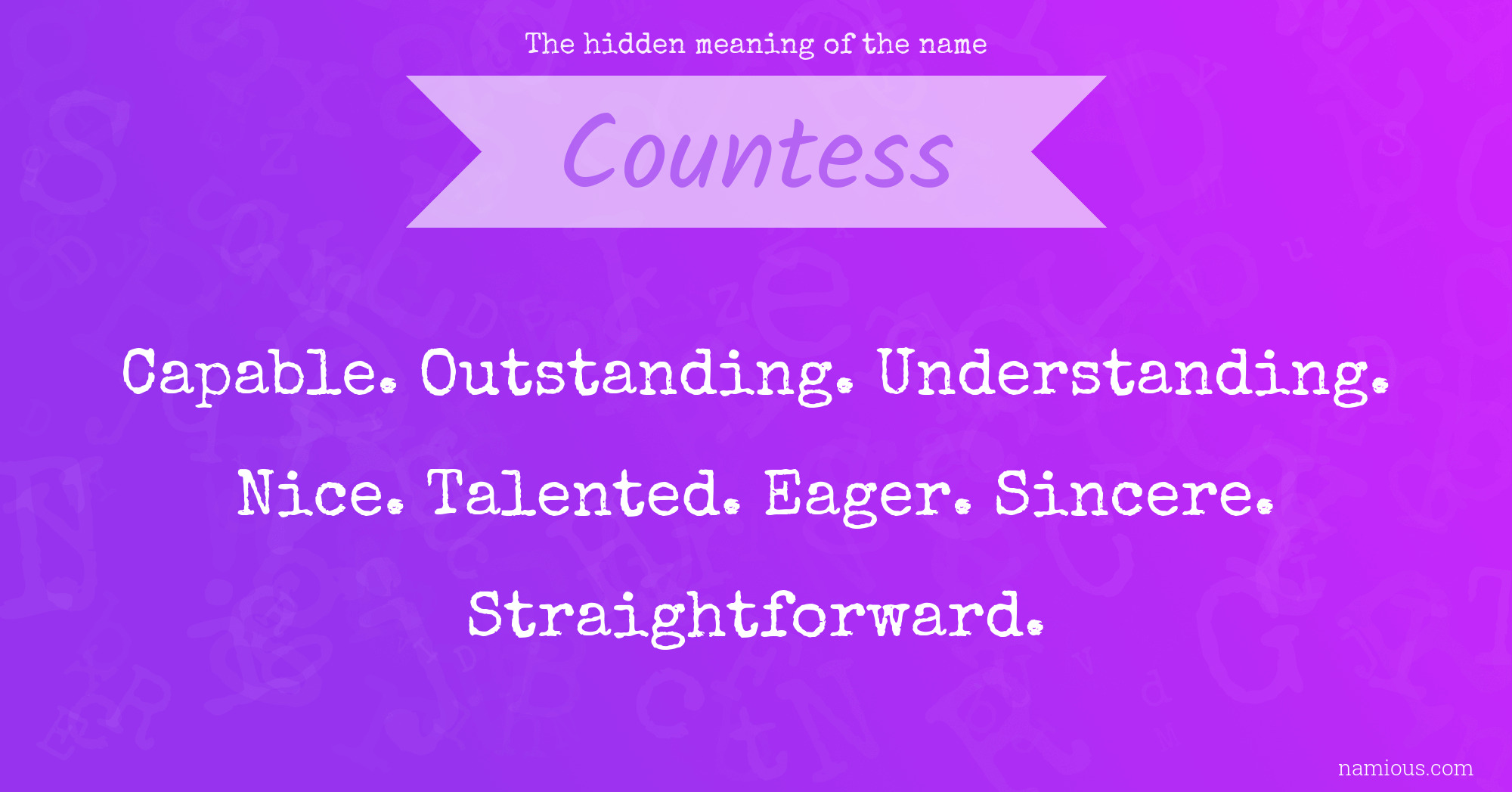 The hidden meaning of the name Countess