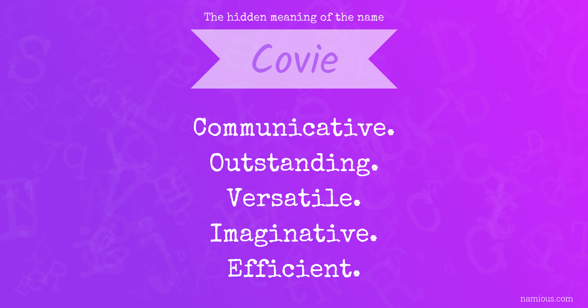 The hidden meaning of the name Covie