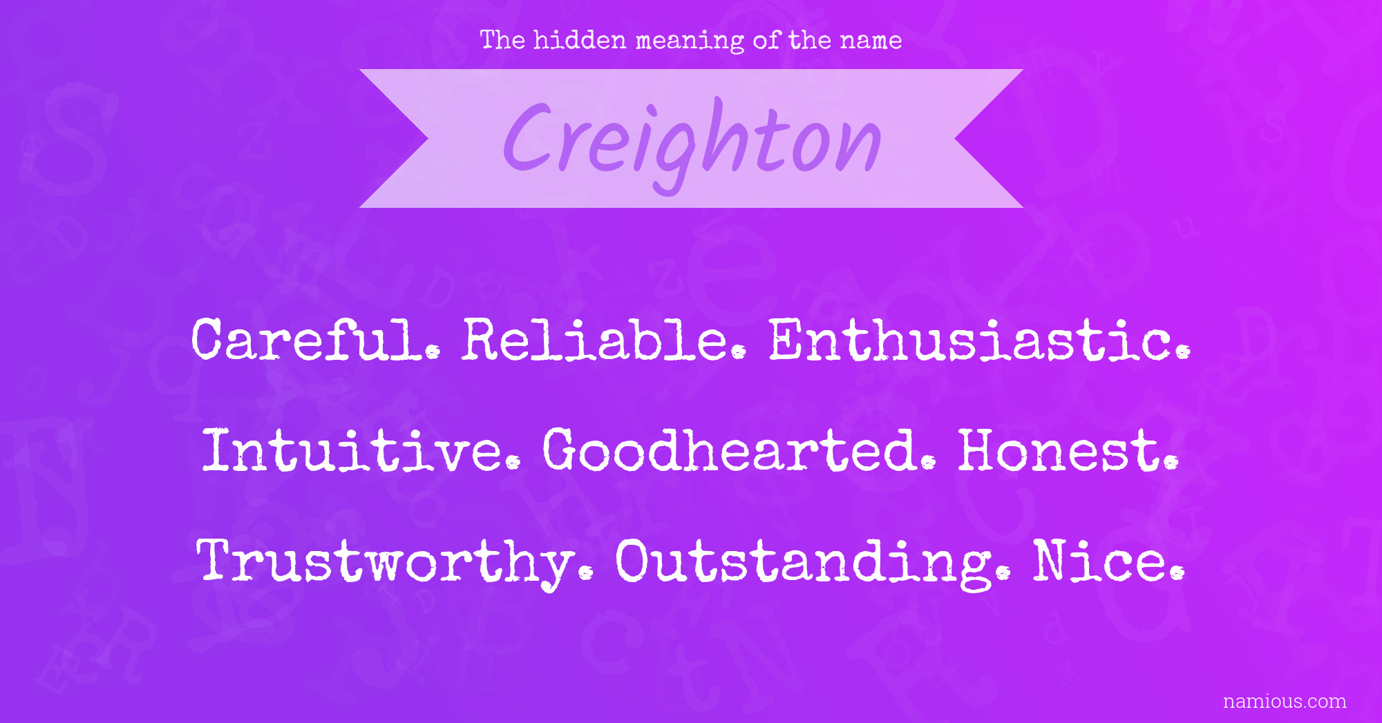 The hidden meaning of the name Creighton