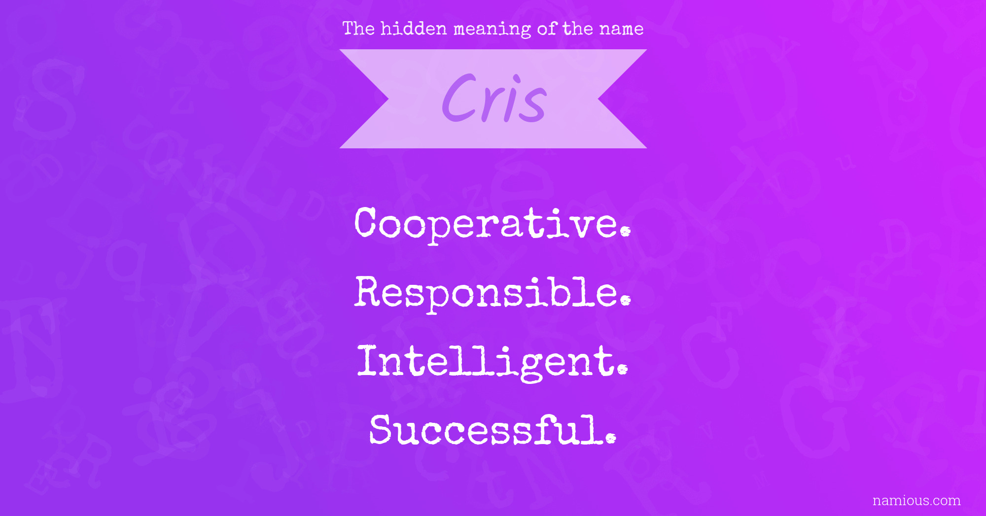 The hidden meaning of the name Cris