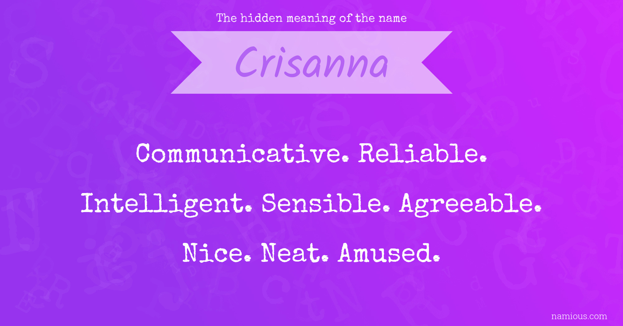 The hidden meaning of the name Crisanna