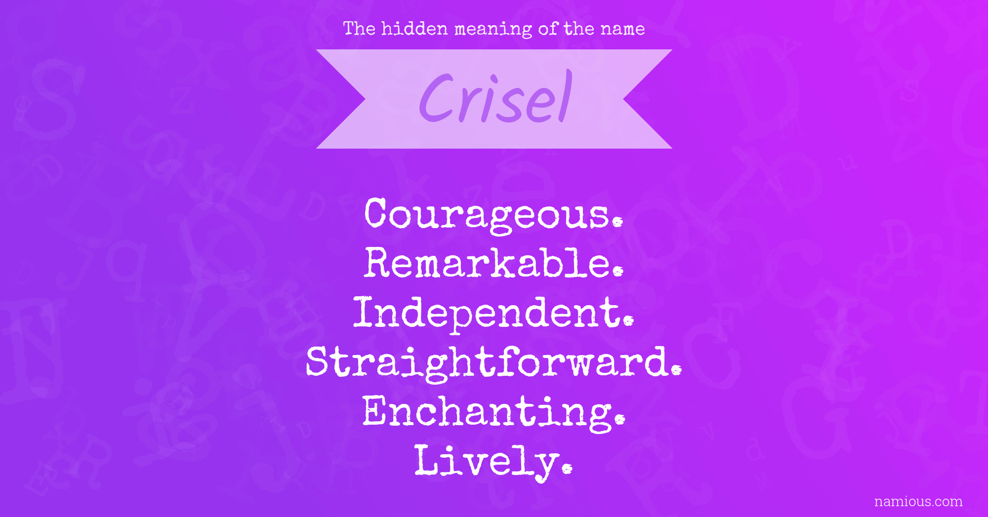 The hidden meaning of the name Crisel