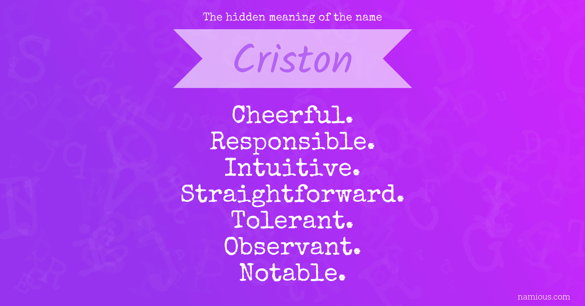 The hidden meaning of the name Criston