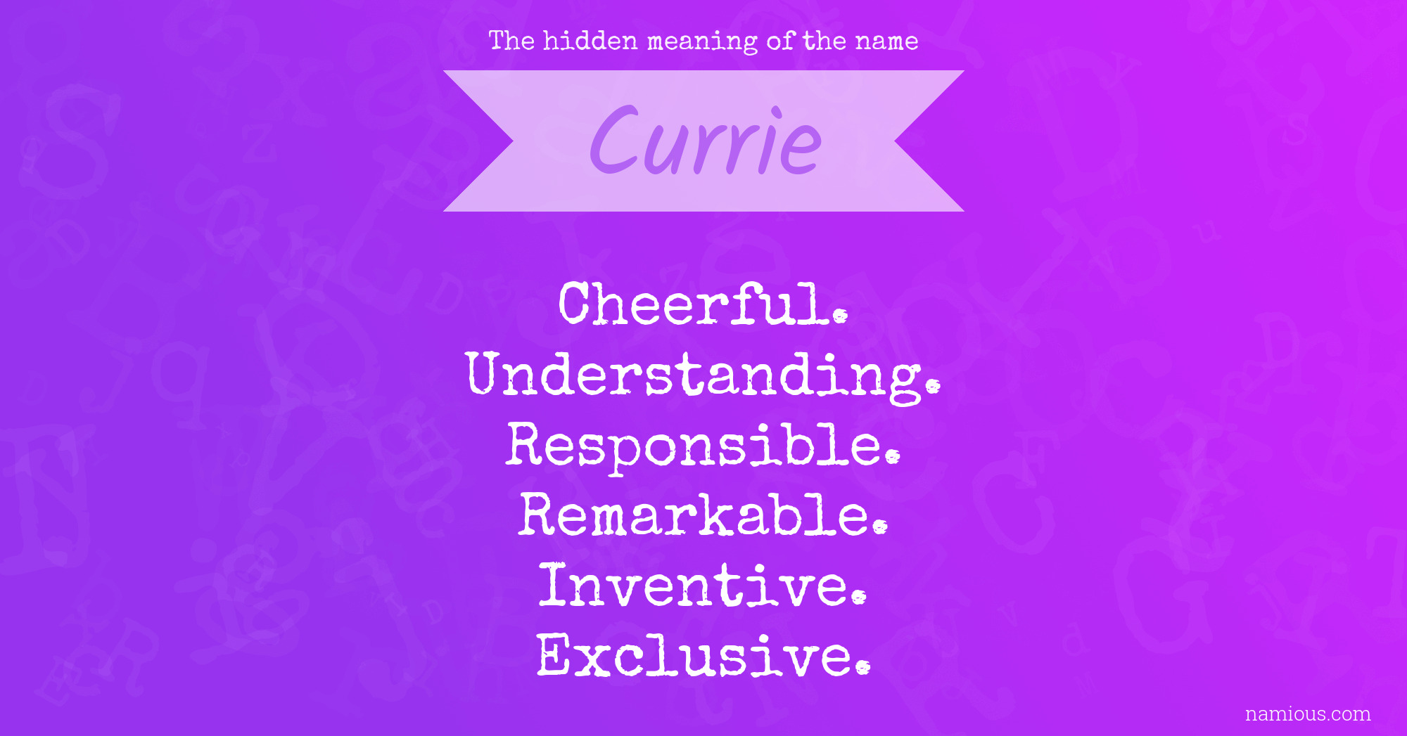 The hidden meaning of the name Currie