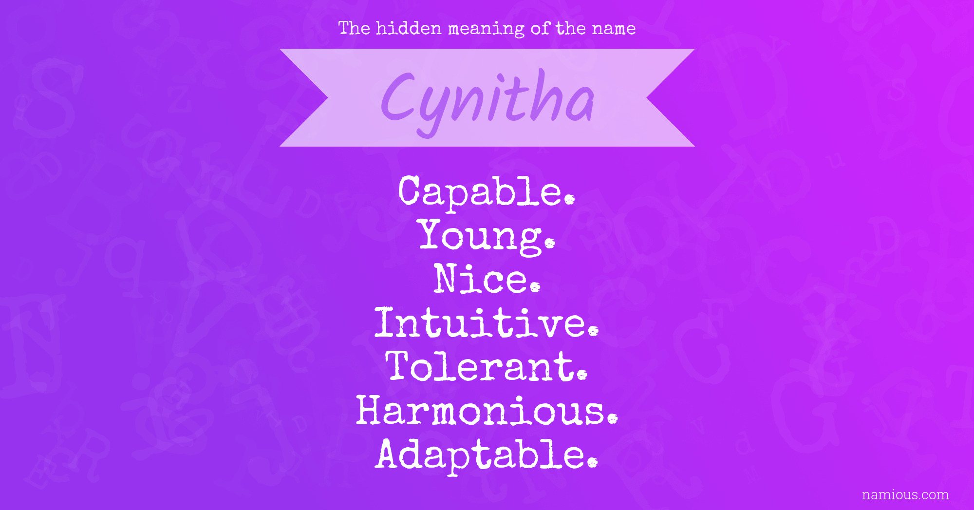 The hidden meaning of the name Cynitha