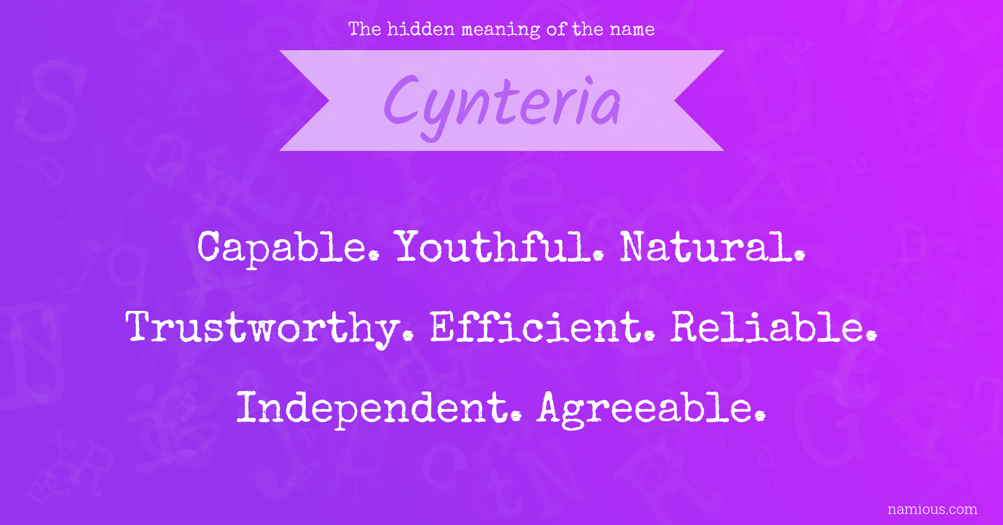 The hidden meaning of the name Cynteria