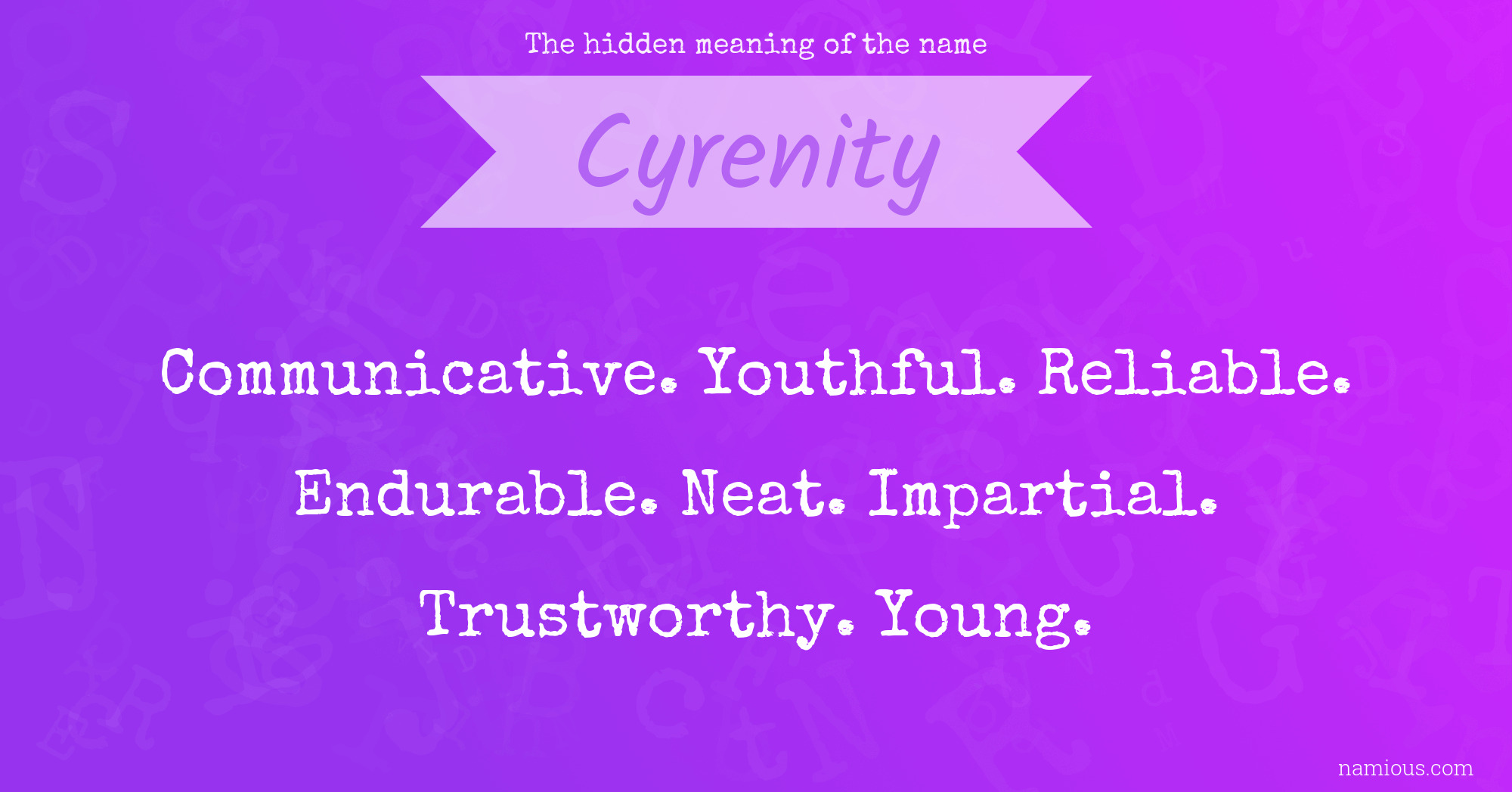 The hidden meaning of the name Cyrenity