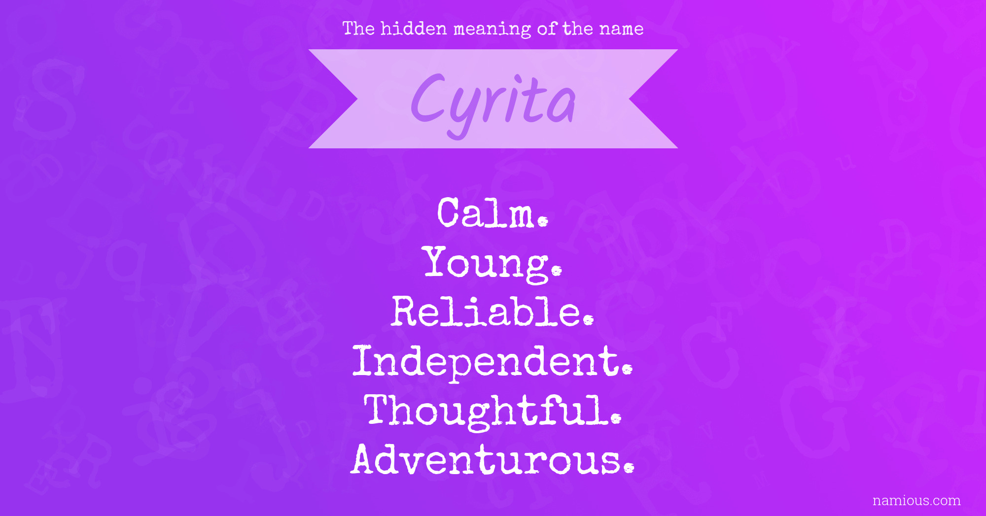 The hidden meaning of the name Cyrita