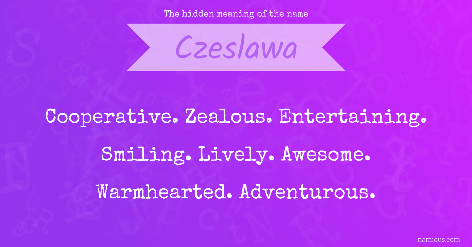 The hidden meaning of the name Czeslawa