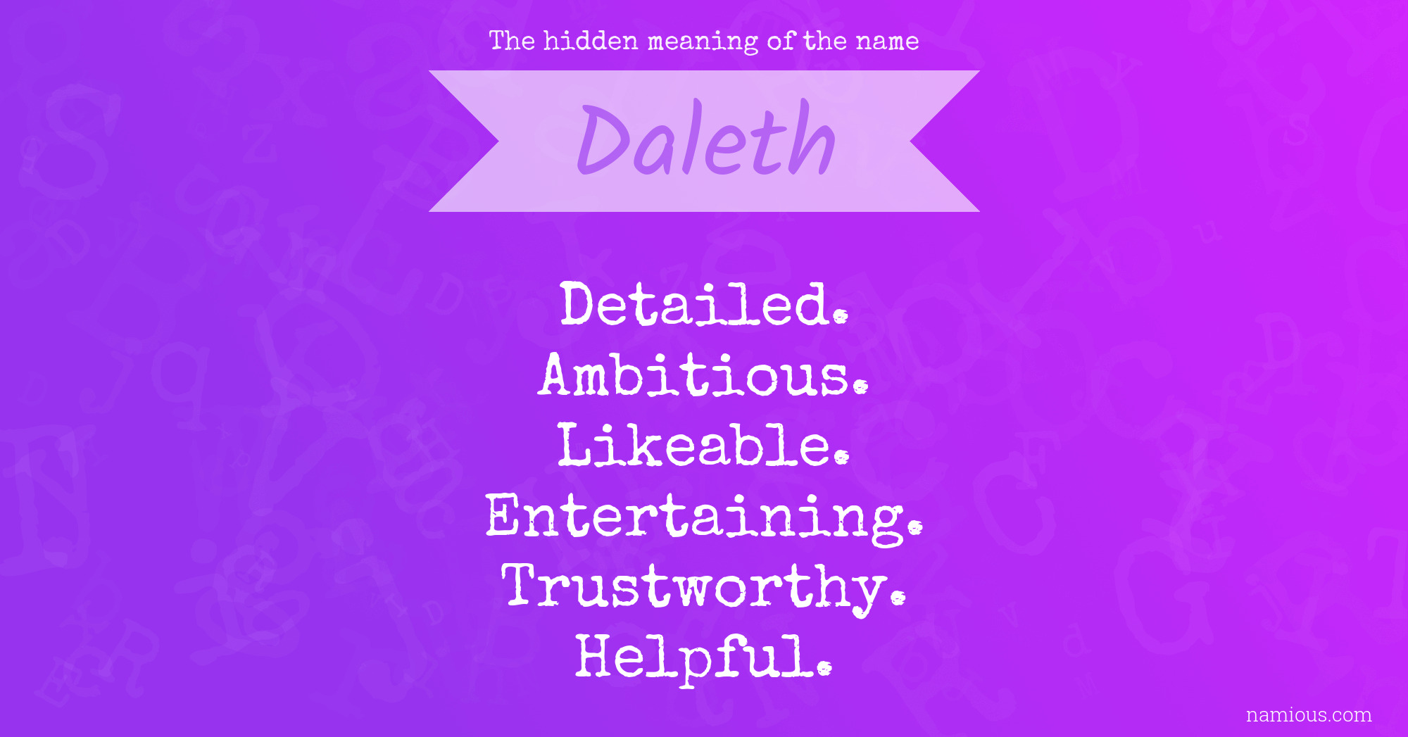 The hidden meaning of the name Daleth