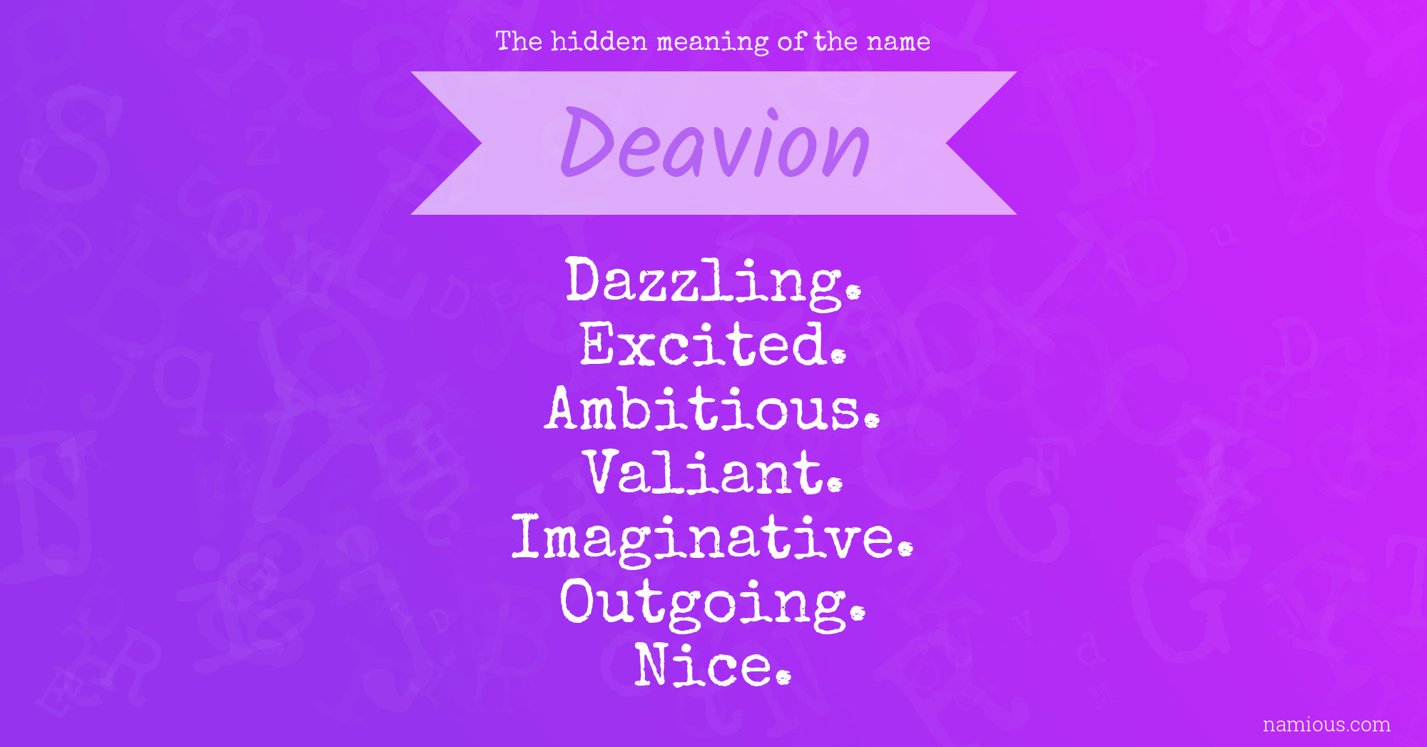 The hidden meaning of the name Deavion