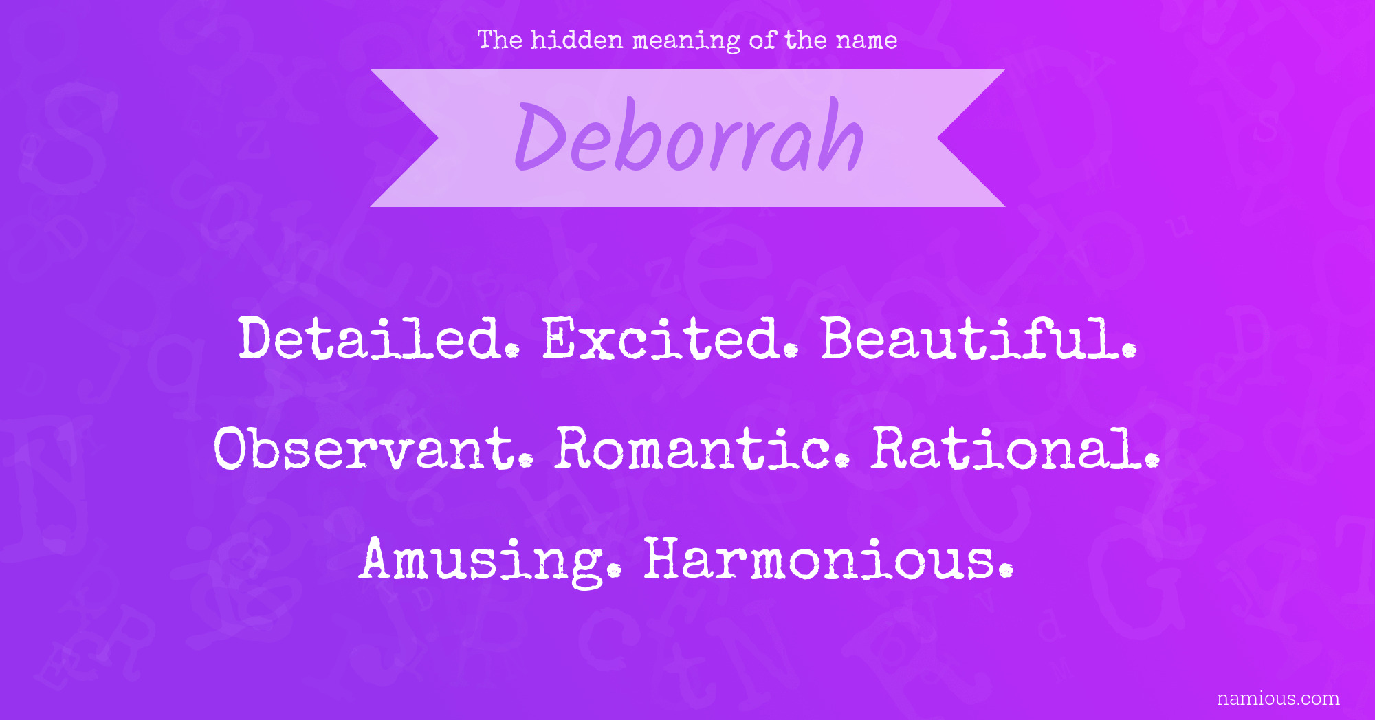 The hidden meaning of the name Deborrah